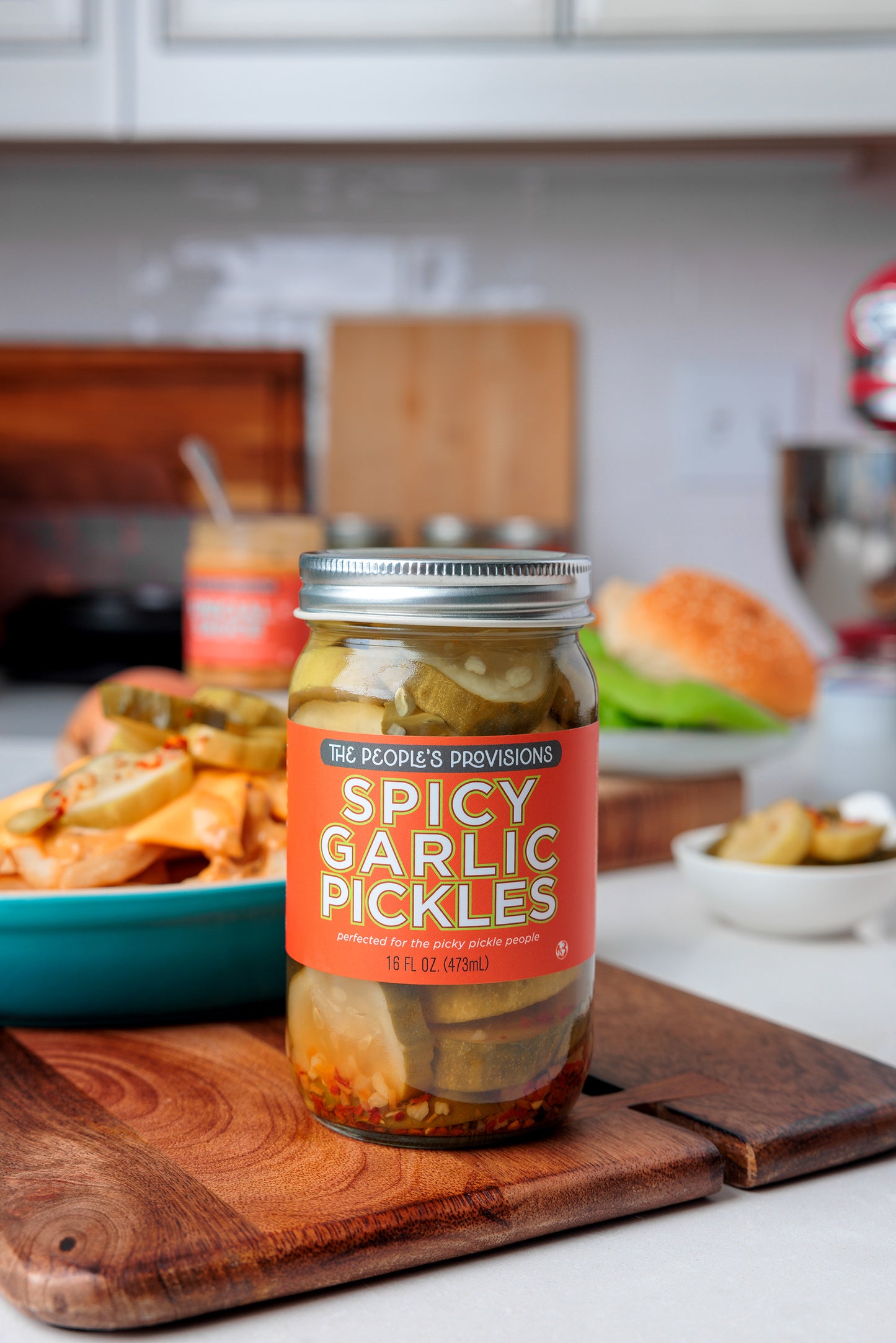 Spicy Garlic Pickles 16oz Jar - Extra Thick Cut Spicy Pickle Chips